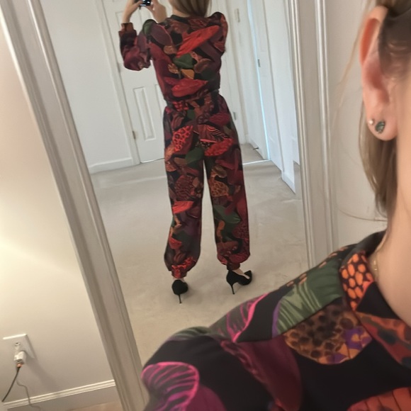 NWT FARM Rio Leopard Mushroom French Terry Jumpsuit size XS - Picture 2 of 9